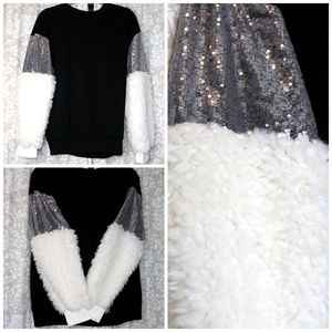 Glam Sherpa Sweatshirt- Black